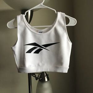 White Reebok crop top